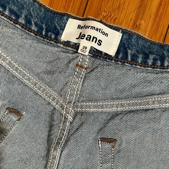 REFORMATION Charlie Cuffed High Rise Jean Shorts Size 29 - Picture 9 of 16